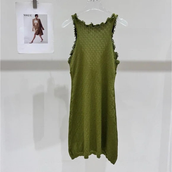 Miu Miu Lace Edging V-Neck Striped Dress - Picture 2 of 6